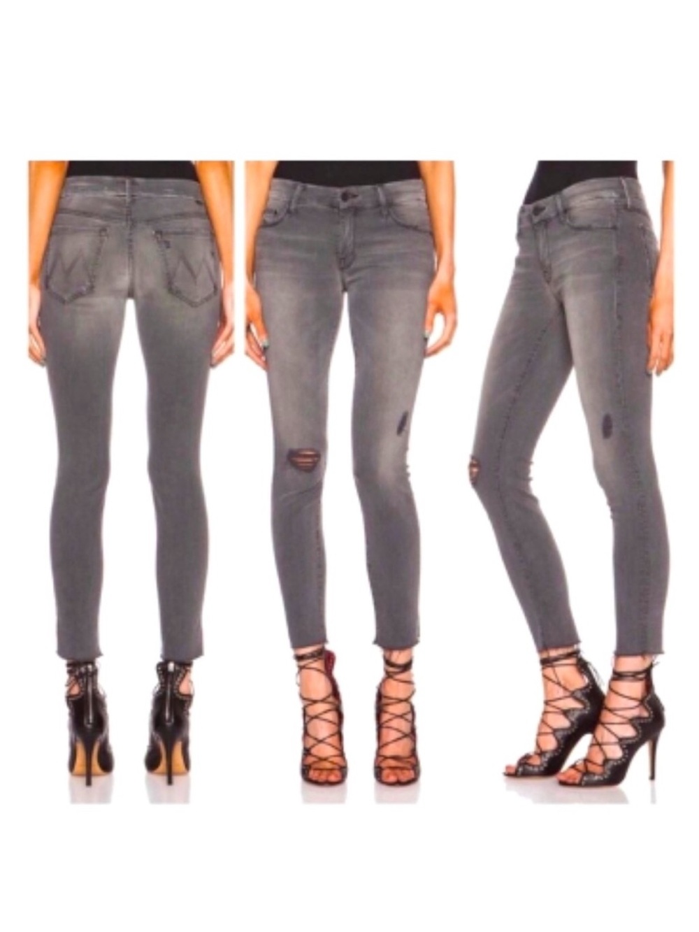 MOTHER The Looker Last Chance Saloon Jeans Gray Distressed - 26